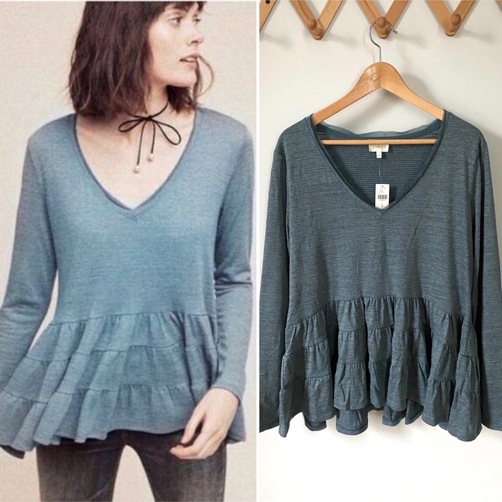 Anthropologie Thea ruffle peplum top by Deletta